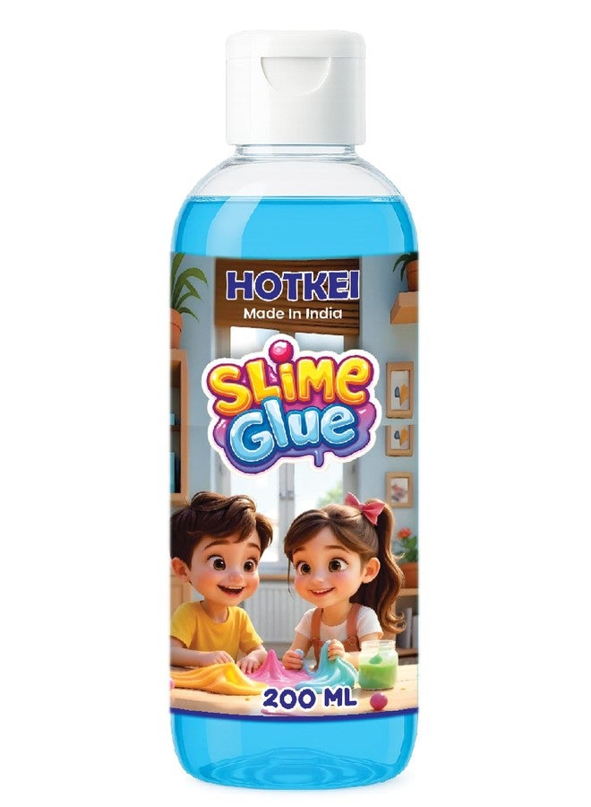 HOTKEI 200 ml Blue Glue DIY Magic Jelly Putty Toy for Making Slime Maker kit Set Liquid Gel Games Birthday Gift Toys for Boys Girls Kids for Making Slime at Home 3 to 10 Years - Image 1